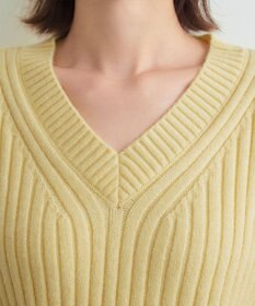 Tiaclasse L 【洗える】Vネックリブ編みニット
