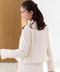 組曲 L 【WEB限定・KUMIKYOKU NAVY】コンフォータブルドレープ ノーカラージャケット