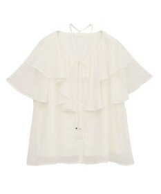 earth music&ecology チョーカー付き楊柳ラッフルブラウス