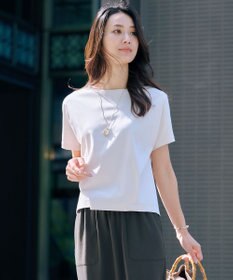 J.PRESS LADIES 【WEB限定カラーあり・洗える】コットンスムース フレンチスリーブ カットソー グレージュ系