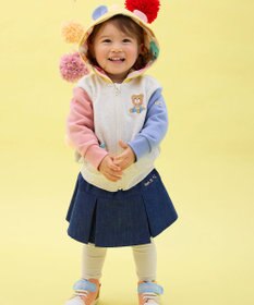 MIKI HOUSE HOT BISCUITS 【80-120cm】マルチカラー 裏毛パイル くまみみパーカー