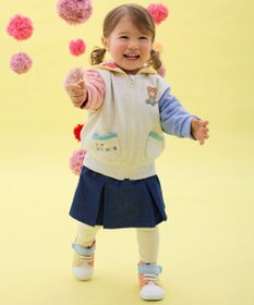 MIKI HOUSE HOT BISCUITS 【80-120cm】マルチカラー 裏毛パイル くまみみパーカー