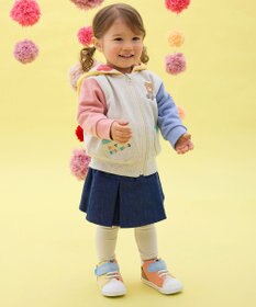 MIKI HOUSE HOT BISCUITS 【80-120cm】マルチカラー 裏毛パイル くまみみパーカー