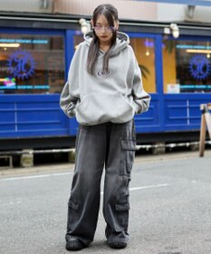 WEGO 【ユニセックス着用ITEM/裏起毛】バルーンクロップドグラフィックプルパーカー