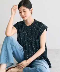 YECCA VECCA ドット柄ギャザーブラウス