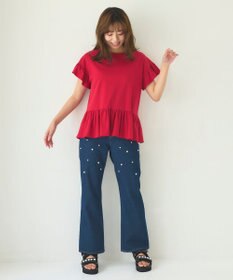 Feroux 【UVケア】フリルスリーブペプラム カットソー