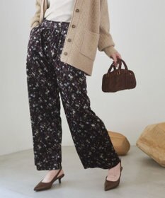 WEGO 【ANGIE VINTAGE】ベロア小花柄イージパンツ