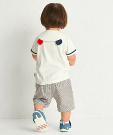 MIKI HOUSE HOT BISCUITS 【70-110cm】 くま耳 セーラーカラー半袖Tシャツ