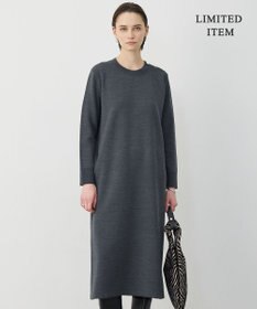 ICB 【WEB限定】 ウールブレンドダブルフェイス ニットワンピース ミディアムグレー