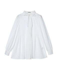 earth music&ecology リボン付き切り替えギャザーシャツチュニック