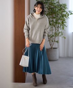 ANY L ハーフジップニットフーディー