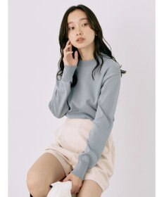 earth music&ecology バックボタンクルーネックニットプルオーバー