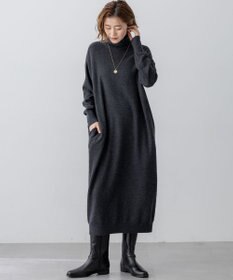 23区 S 【洗える】カシミヤブレンド タートルネック ニットワンピース