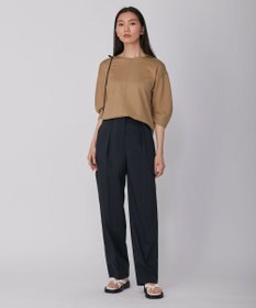 ICB 【洗える】 エコナイロンストレッチ ワイドストレートパンツ