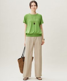 自由区 【カタログ掲載・接触冷感・UVケア・洗える】フルダルスパンマイクロピーチワイドストレート パンツ