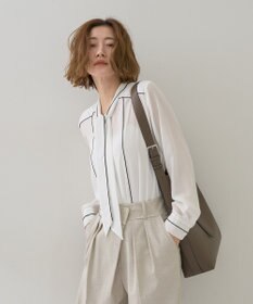 YECCA VECCA 配色ラインボウタイブラウス