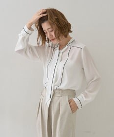 YECCA VECCA 配色ラインボウタイブラウス