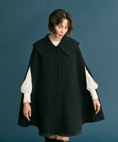 #Newans セーラーカラーダブルフェイスケープコート ネイビー