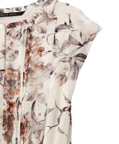 YECCA VECCA フラワー柄シアープリーツワンピース