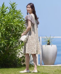 Tiaclasse 【洗える】フレアスリーブ花柄サックワンピース