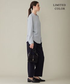 ICB 【WEB限定カラーあり・速乾・洗える】BackSatinAmunzen バンドカラーブラウス