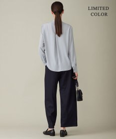 ICB 【WEB限定カラーあり・速乾・洗える】BackSatinAmunzen バンドカラーブラウス