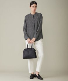 ICB 【WEB限定カラーあり・速乾・洗える】BackSatinAmunzen バンドカラーブラウス