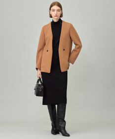 ICB 【洗える】 シルキーウールダブルフェイス ハイネックニットワンピース