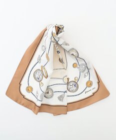 J.PRESS LADIES Traditional print  スクエア スカーフ キャメル系