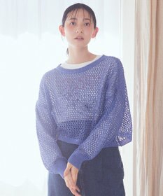 earth music&ecology スパンコールメッシュニットプルオーバー