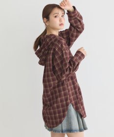 earth music&ecology フーディーチェックシャツ