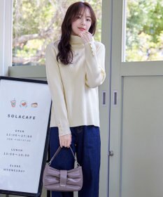 Tiaclasse 【洗える】タートルボタンニットトップス