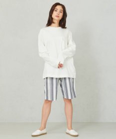 JOSEPH ABBOUD MOUNTAIN 【SPACE／UNISEX】JOE COTTONワイドストライプ ハーフパンツ