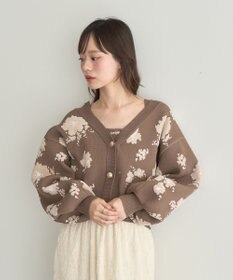 earth music&ecology SET2点フラワージャガードカーデ+ビスチェ