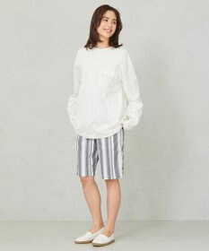 JOSEPH ABBOUD MOUNTAIN 【SPACE／UNISEX】JOE COTTONワイドストライプ ハーフパンツ