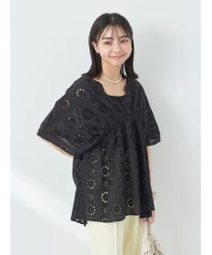 earth music&ecology コットンレースＶネックブラウス