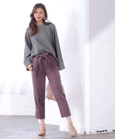 Tiaclasse 【洗える】スリットパールテーパードパンツ