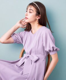 Tiaclasse L 【洗える】パフスリーブワンピース