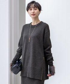 23区 S 【見上愛さん着用/Oggi掲載/洗える】カシミヤブレンド サイドジップ  ニットチュニック グレー系