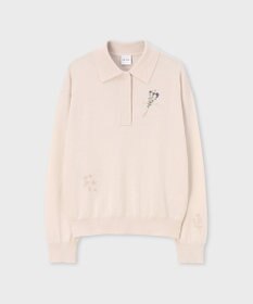Paul Smith フラワーエンブロイダリー 長袖ニットポロシャツ