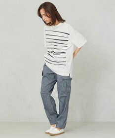 JOSEPH ABBOUD MOUNTAIN 【SPACE／UNISEX】スラブプレーティングボーダープリント Tシャツ