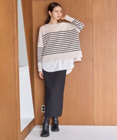 UNFILO 【選べる着丈】ダブルクロス Iラインスカート