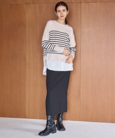 UNFILO L 【選べる着丈】ダブルクロス Iラインスカート