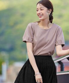 Tiaclasse 【UVケア・接触冷感】“あまラク” タックパフスリーブカットソートップス