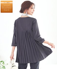 Tiaclasse 【洗える・スマート裏起毛】バックプリーツチュニックブラウス