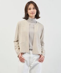 J.PRESS LADIES ジャガード ニット ジャケット ベージュ系