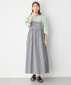 ANY L 【洗濯機可能】ギンガムギャザーワンピース