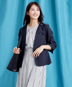 Tiaclasse 【2WAY・洗える】バンドカラーストライプリボンワンピース