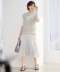 J.PRESS LADIES 【洗える】 スパンボイルワッシャー ランダムプリーツ スカート