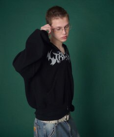 WEGO 【ユニセックス着用ITEM】ワッフルグラフィックカットZIPパーカー